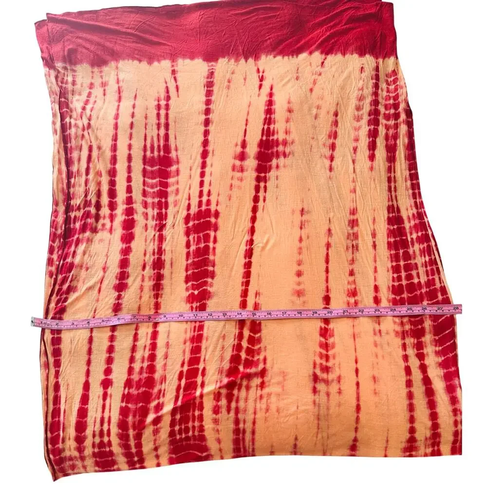 Peach Red Tie-Dye Viscose Draped Shawl Wrap Cardigan NWOT